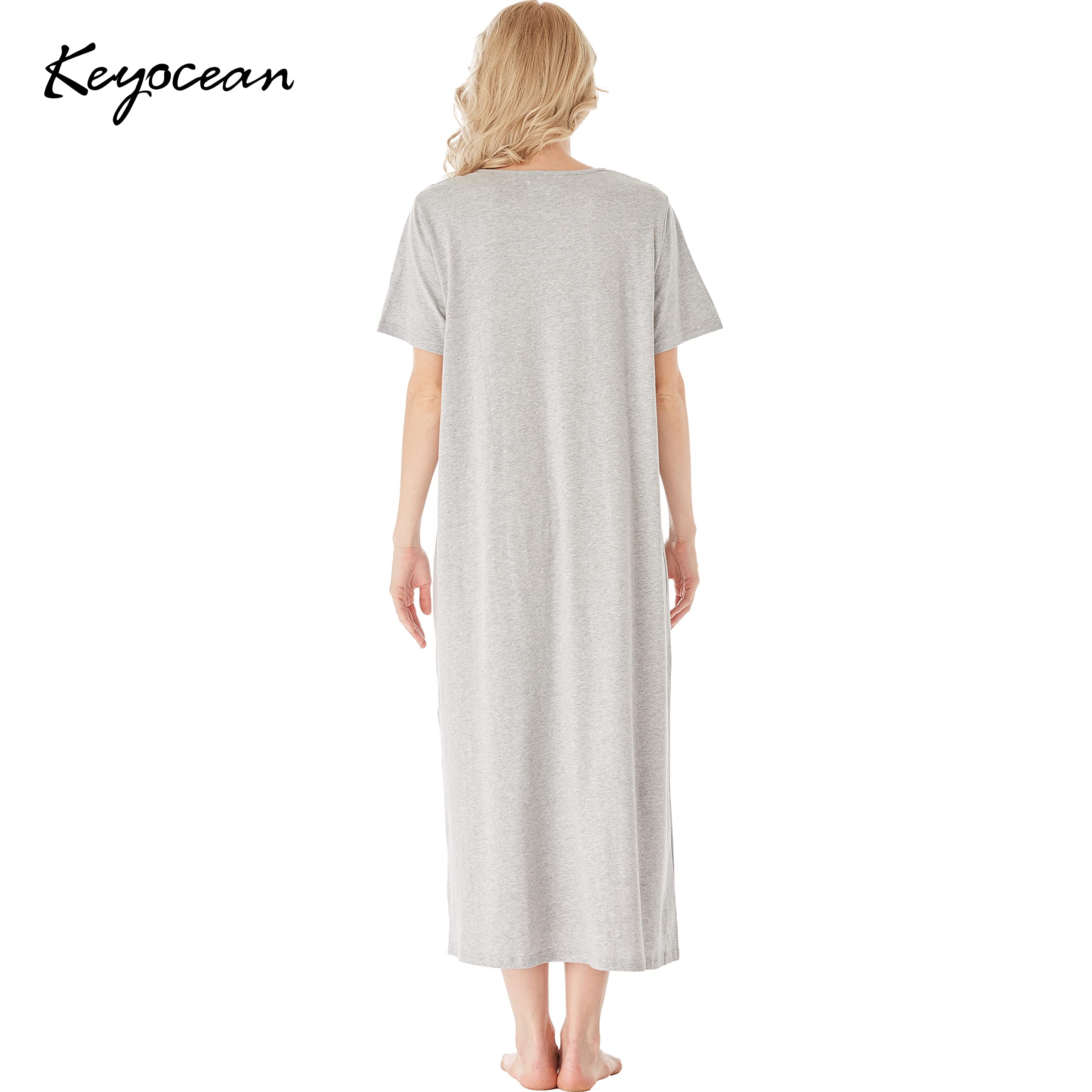 Keyocean Women's 100% Cotton Short Sleeve Nightgown - Soft & Lightweight Sleepwear for Ladies | Perfect for Summer Nights, Lounging & Relaxing at Home