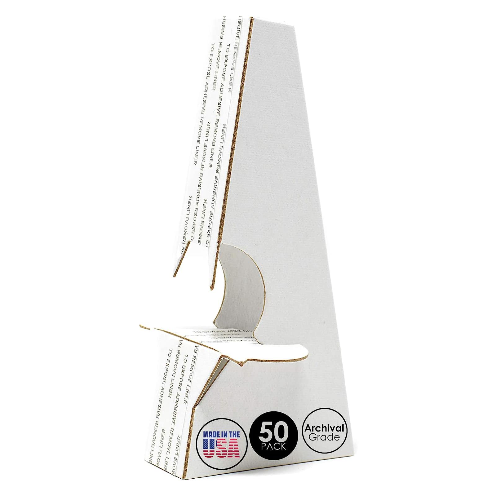 Golden State Art 5 Inch Double Wing Cardboard Easel Back Stand - Acid-Free, Archival Quality, Self-Adhesive for Displaying Signs, Pictures, Brochures, Posters & Photos (Pack of 50, White) - Perfect for Art Exhibits, Retail Displays & Office Presentations