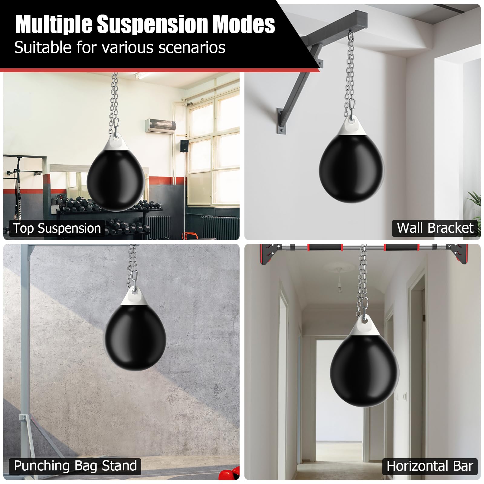 GYMAX Heavy Duty Water Filled Punching Bag with Water Injector & Hanging Accessories - Folding Boxing Bag for Home Gym, Boxing Training Equipment for Adults & Teens - Perfect for MMA, Kickboxing, and Fitness Workouts