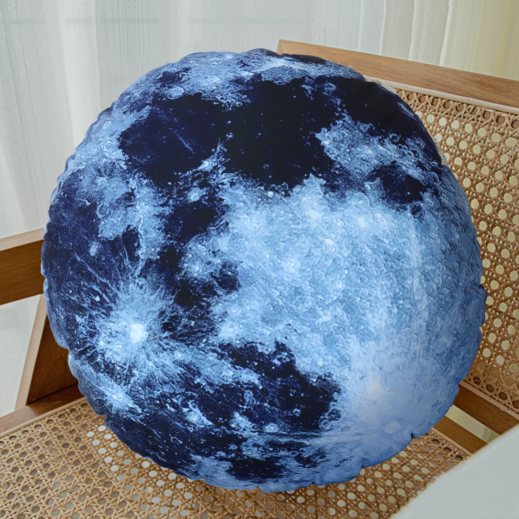 WOWMAX 3D Curve Floor Pillows - Creative Home Decor, Planet-Shaped Stuffed Throw Pillows (16x16 Inches, Black Moon) - Perfect for Living Room, Bedroom, Photo & Film Props