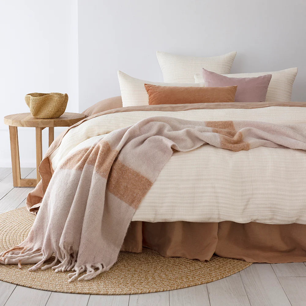 Frankie Woodrose Check Throw Rug by Bambury - Soft & Stylish Home Decor for Living Room, Bedroom, or Dorm