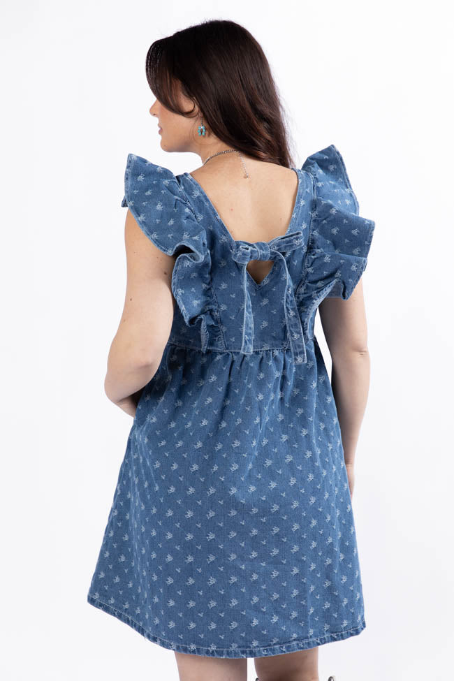 Back Home Burnout Detail Denim Babydoll Dress for Women - Vintage Distressed Denim Mini Dress for Casual Outings & Summer Festivals