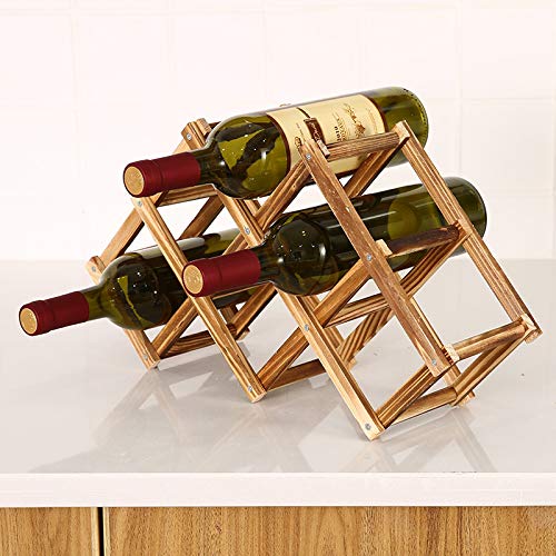 ZLASS Wooden Wine Rack - Foldable 6-Bottle Wine Holder Shelf, Antique Finish - Perfect for Kitchen, Dining Room, Bar & Home Decor Storage Solution