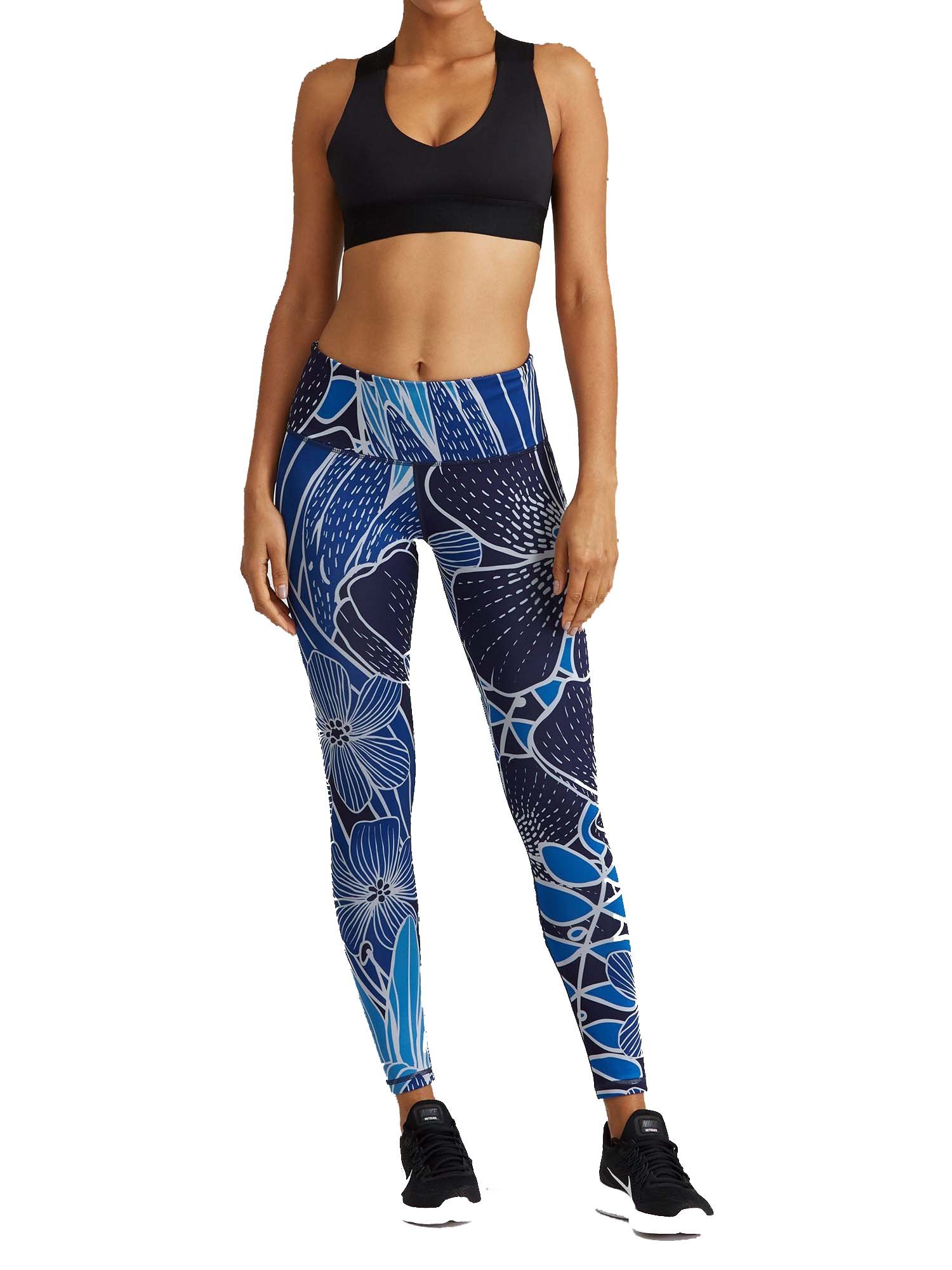 High-Waisted Women's Performance Leggings for Yoga & Running - Breathable Workout Pants with 4-Way Stretch in Bloom Blue | Gym, Pilates & Lounge Wear