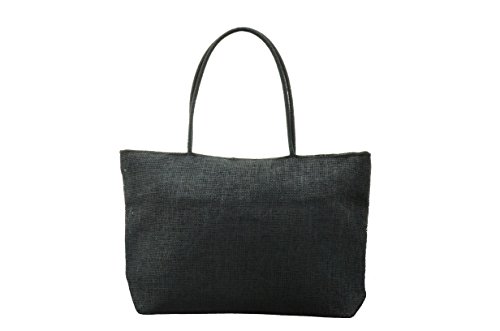 Straw Woven Shoulder Tote Bag - Women's Fashion Beach Shopping Purse Handbag for Summer - Black | Perfect for Beach Outings, Picnics, and Casual Shopping Trips