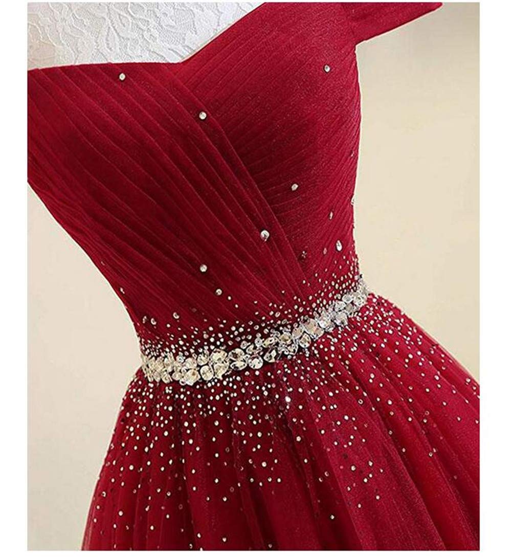 Emanni Women's Off Shoulder Long Prom Dress - A-Line Tulle Evening Gown for Homecoming, Wedding, Party & Formal Events | Elegant Ball Gown with Flowy Skirt