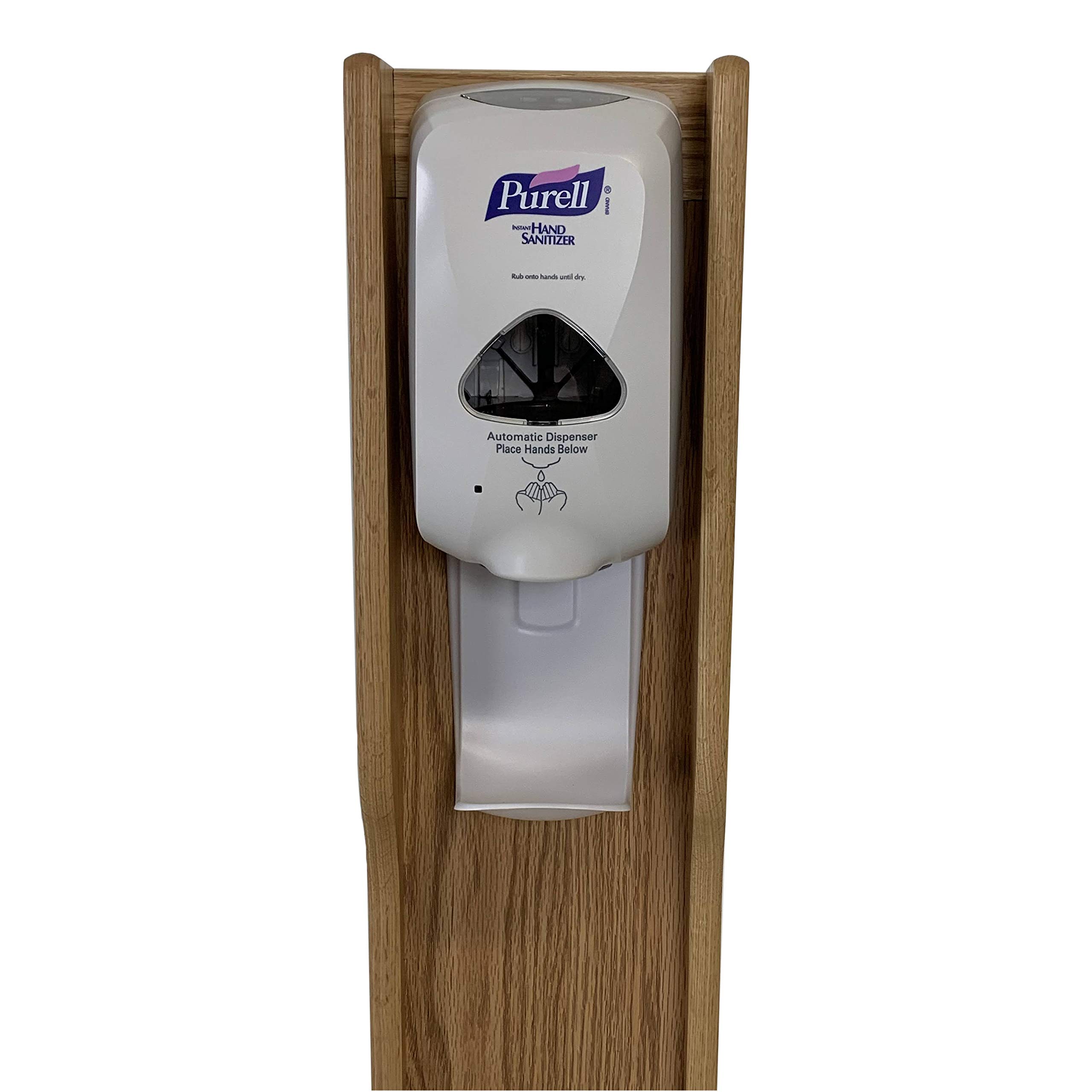 Light Oak Wooden Mallet Hand Sanitizer Dispenser Floor Stand - Touchless Sanitizer Holder for Home, Office & Public Spaces (HSS2LO) - Perfect for Restrooms, Entryways & High-Traffic Areas