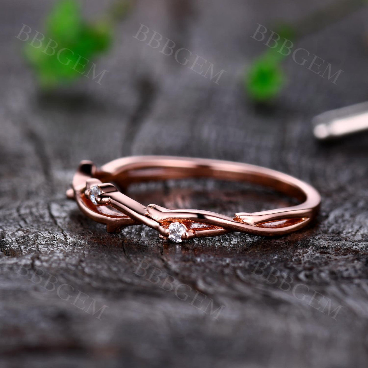 Moissanite Twist Wedding Band - Vines Design Stackable Ring for Women - Matching Bridal Set - Perfect for Engagement, Anniversary & Stacking Jewelry