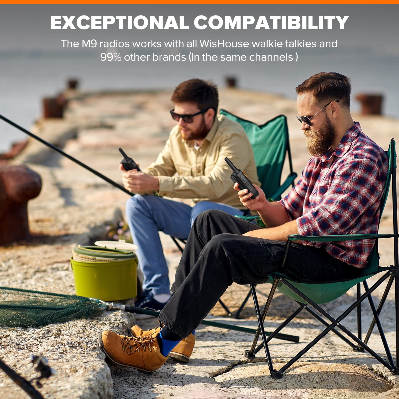 Wishouse 8 Pack Walkie Talkies for Kids and Adults - Long Range Rechargeable Two-Way Radios for Family Outdoor Activities, Camping, Hiking and Emergency Communication