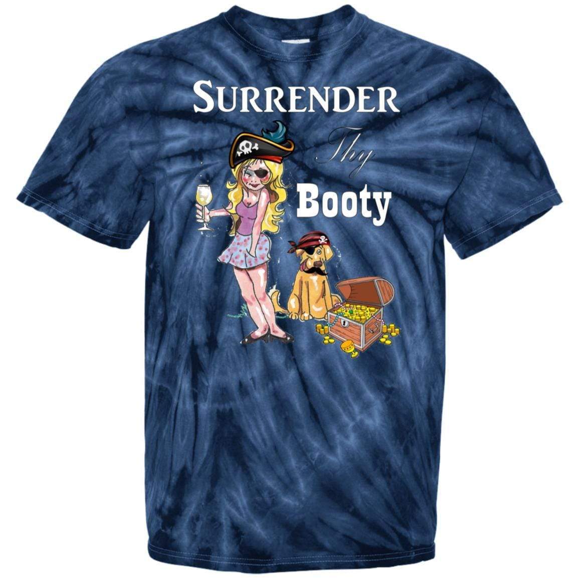 WineyBitches.Co Surrender Thy Booty 100% Cotton Tie Dye T-Shirt for Women | Hippie Festival Outfit, Beach Vacation & Casual Summer Wear