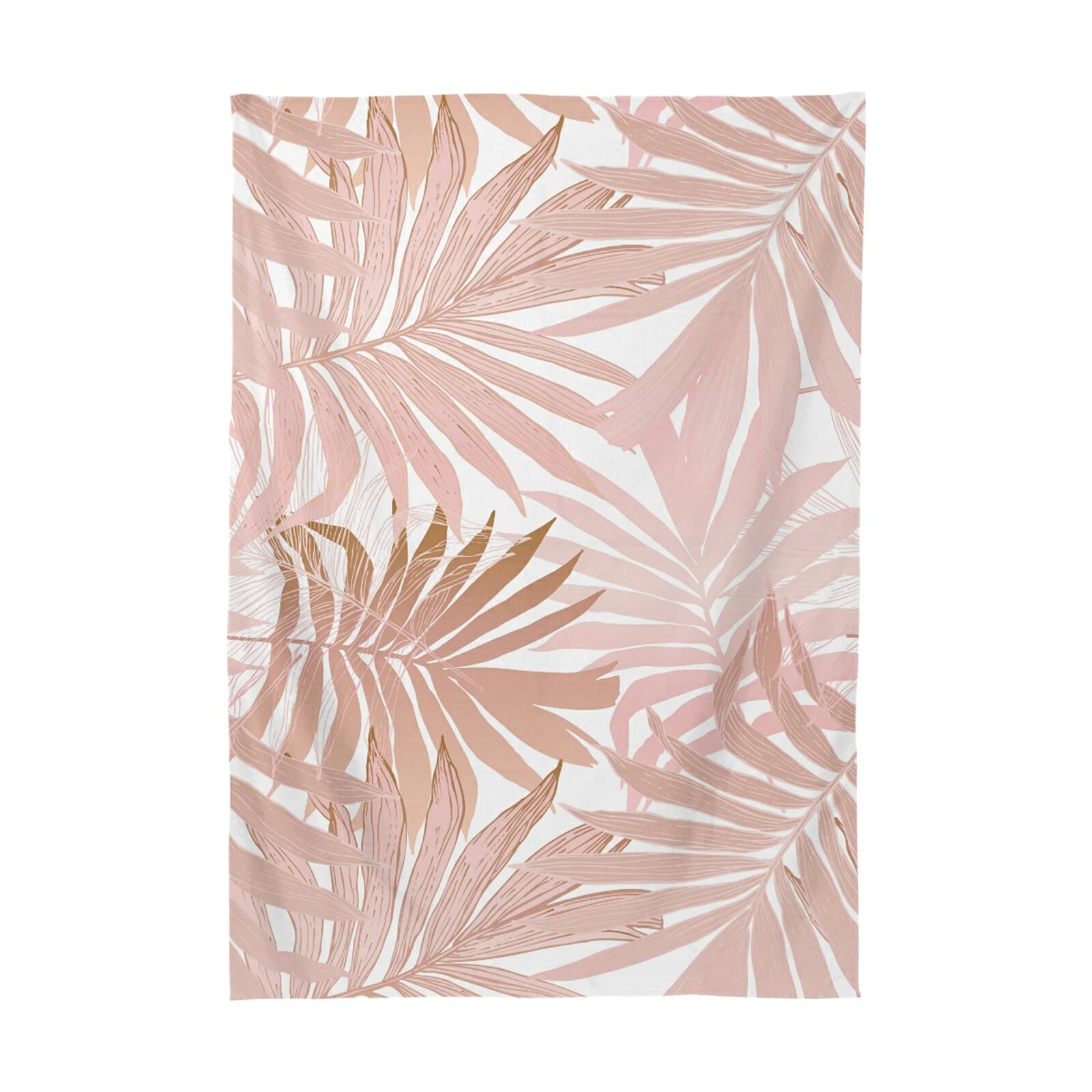 Abstract Tropical Summer Party Tablecloth - Pink Rose & Palm Leaf Design Polyester Table Cover 54x72 Inch for Dining Table Decor | Perfect for Beach Weddings, Luau Parties & Summer Dinners
