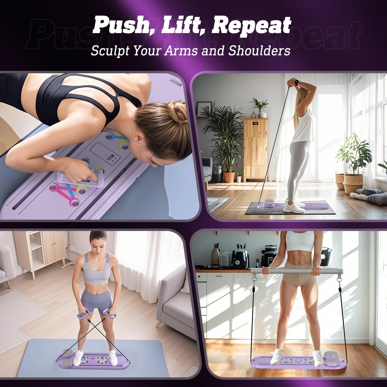 Foldable Pilates Reformer Board Set for Women - Home Workout Equipment, Core & Ab Trainer Machine, Multifunctional Pilates Board for Strength Training | Perfect for Home Gym, Yoga Studio & Fitness Enthusiasts