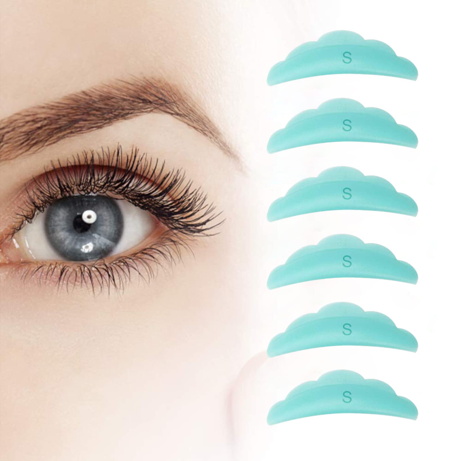 Libeauty Lash Lift Pads & Silicone Rods - 6 Pcs Reusable Eyelash Perming Kit with PU Storage Case (Size M, White) | Professional Eyelash Curling Tools for Salon & Home Use