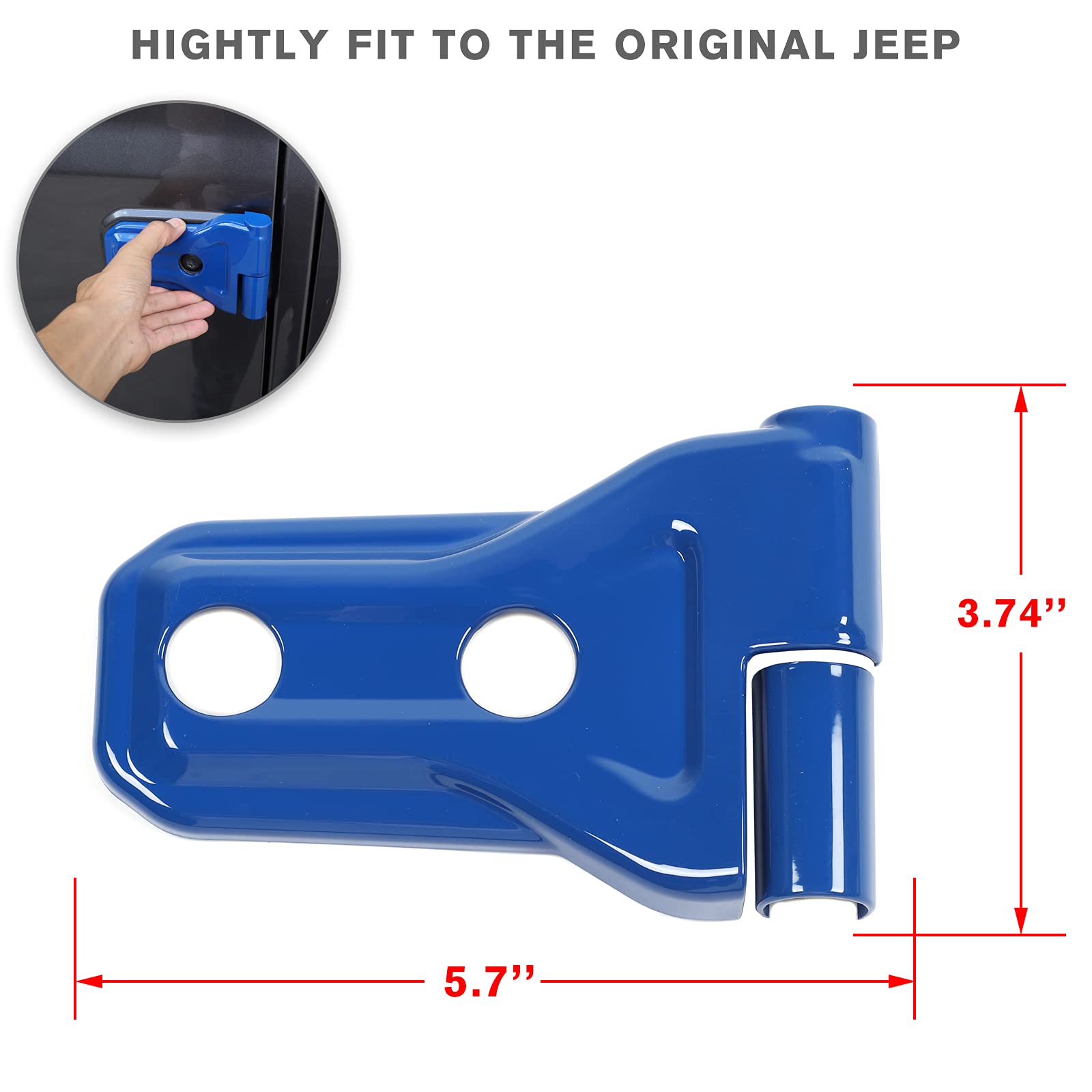 Jeep Wrangler JL JLU & Gladiator JT Door Hinge Covers (2018-2020) - Blue Exterior Accessories 8-Pack - Scratch Protection & Style Upgrade for Off-Road Adventures & Daily Driving