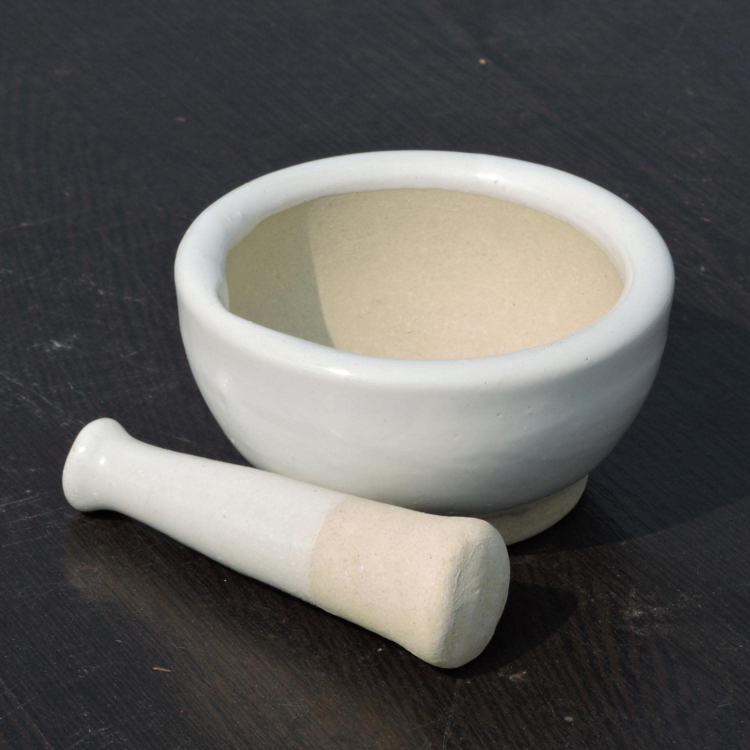 Premium Porcelain Mortar and Pestle Set - Heavy Duty Pill Crusher, Spice Grinder & Herb Bowl for Pesto, Powder & Seasonings - Non-Slip Base & Ergonomic Grip - Perfect for Pharmacy, Kitchen & Herbal Medicine Preparation