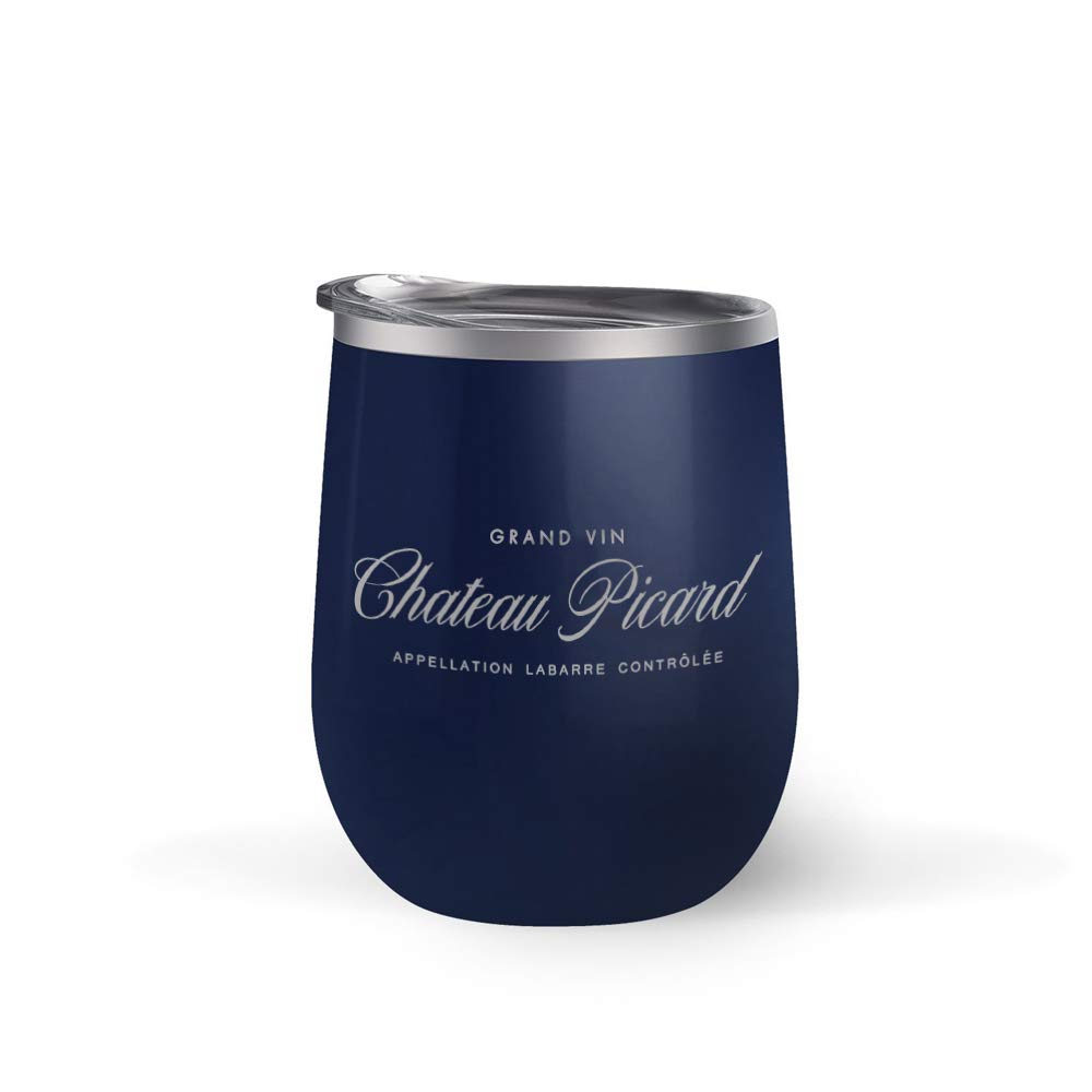 Star Trek Picard Chateau Picard Logo 12oz Stainless Steel Wine Tumbler with Straw - Navy Blue Officially Licensed Merchandise - Perfect for Wine Lovers, Collectors & Sci-Fi Fans at Home or Outdoor Events