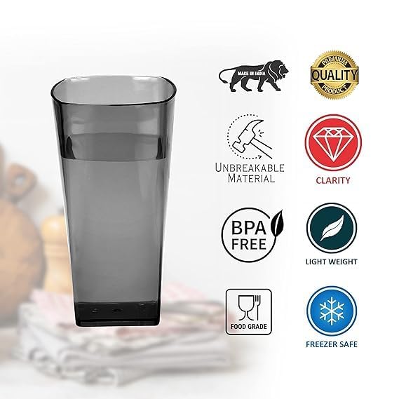 OLMARTT Unbreakable Plastic Drinking Glasses Set of 6 - 10oz Clear Juice & Water Cups - Shatterproof BPA-Free for Kids, Parties, Picnics & Outdoor Use