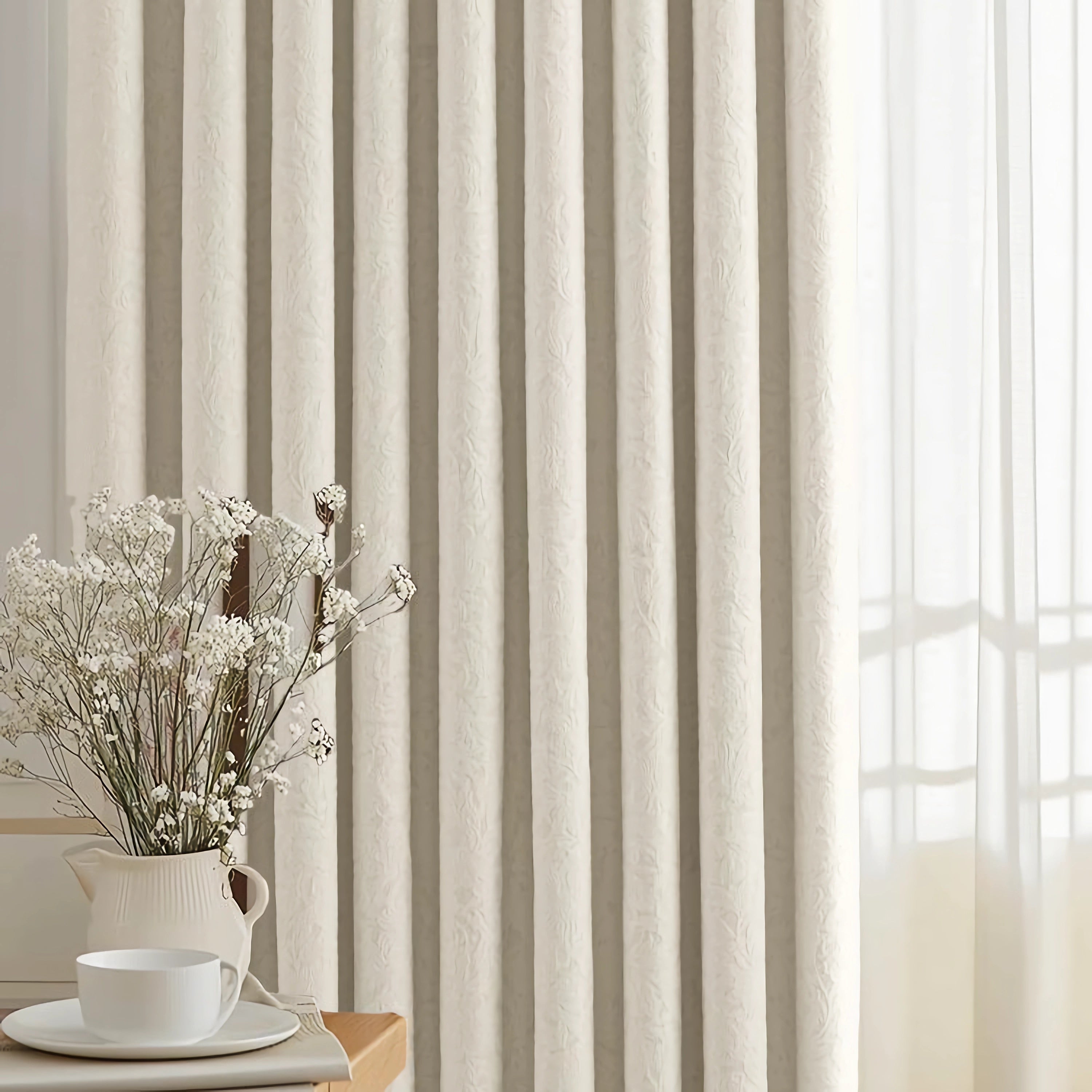 Windsor Jacquard Sage Green Floral Blackout Curtains - Heavyweight Classic Custom Drapes for Living Room & Bedroom - Noise Reducing & Light Blocking Window Treatments