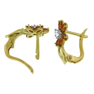 1.1 Carat 14K Solid Yellow Gold Daisy Garnet Diamond Stud Earrings for Women - Perfect for Weddings, Anniversaries & Everyday Elegance