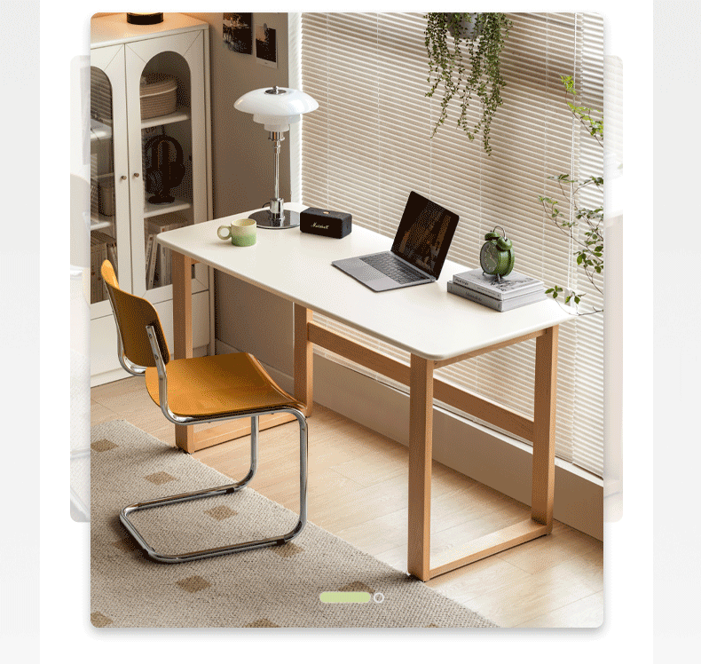 Premium Beech Solid Wood Writing Computer Desk - Modern Home Office Desk for Work & Study - Perfect for Small Spaces, Apartments & Dorm Rooms