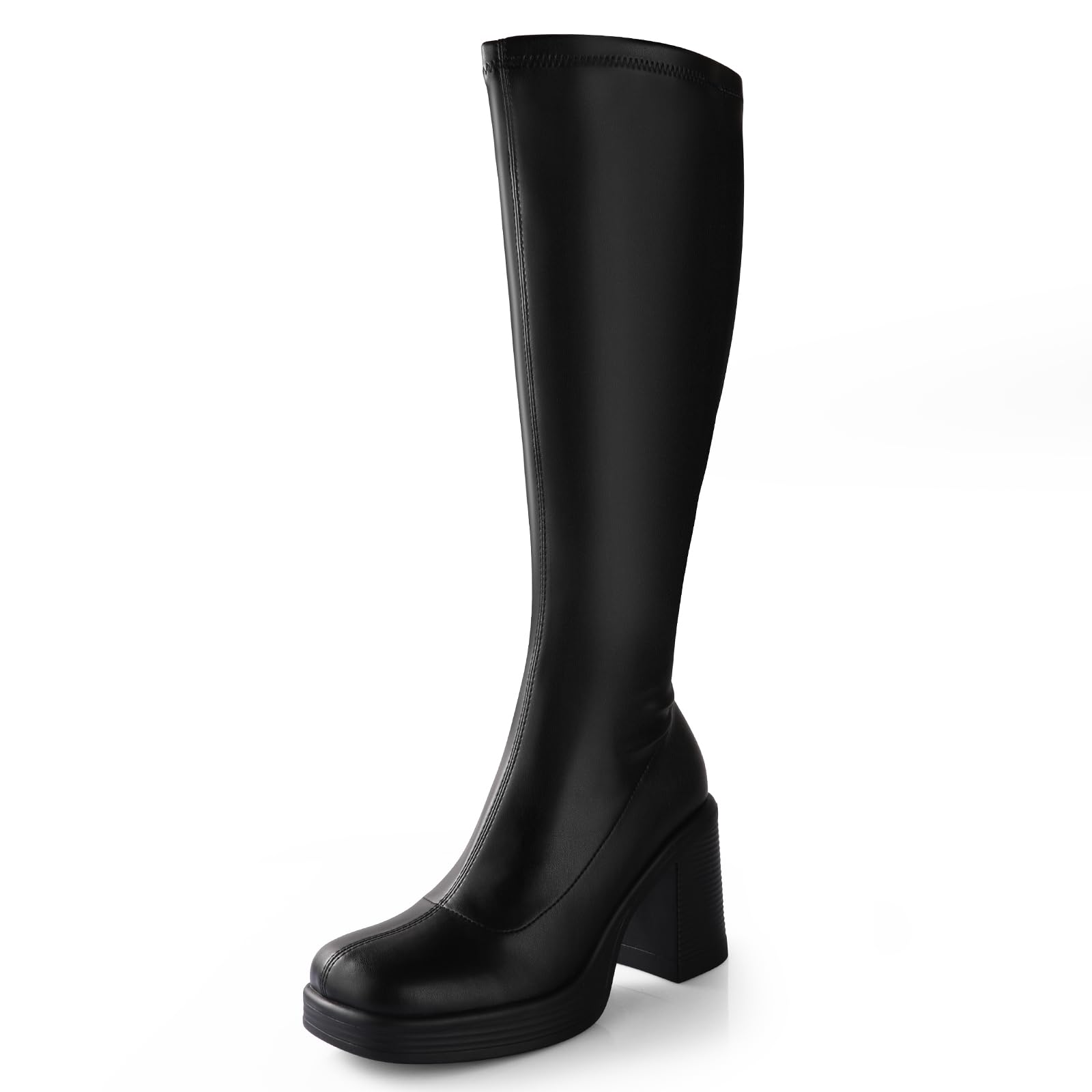 Ankis Women's Knee High Platform Boots with Chunky Heel & Side Zipper - Stylish Long GOGO Boots for Party, Night Out & Fashion Outfits