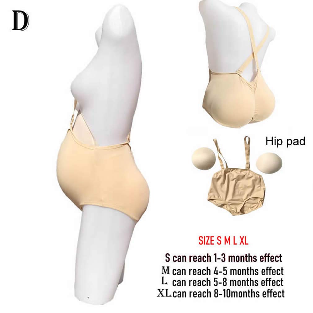 BIMEI Fake Pregnant Belly Bodysuit - Women's Butt Lifter Shapewear with Padded Design (Silicone Not Included) - Perfect for Maternity Costumes, Halloween, Cosplay & Pregnancy Pranks - Size 19D