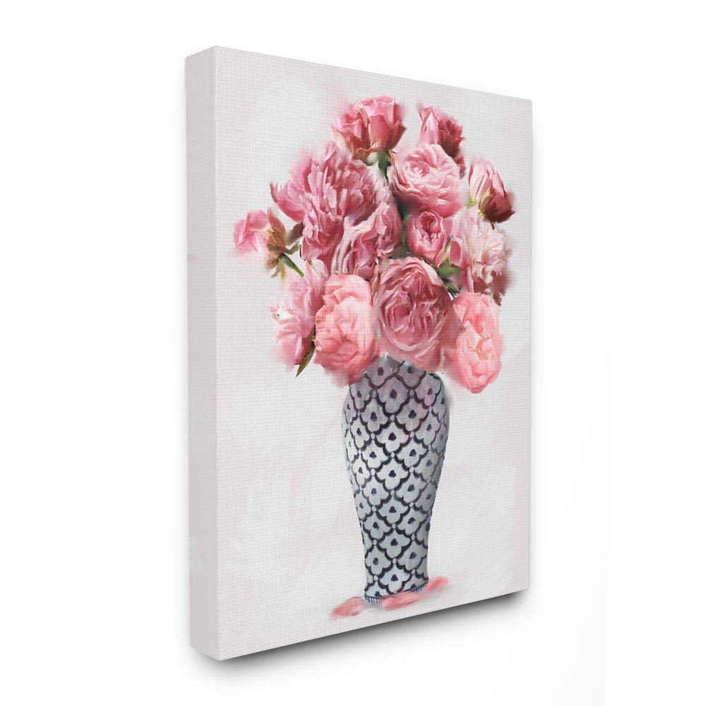 Stupell Industries Elegant Pink Peony Floral Bouquet in Vase Canvas Wall Art - 24x30, Designed by Ziwei Li - Perfect for Living Room, Bedroom & Office Decor