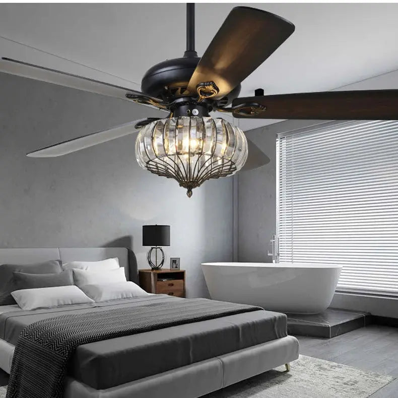 52 Inch Tulis Chandelier Ceiling Fan with LED Light - Modern Crystal Ceiling Fan for Living Room, Bedroom & Dining Room - Remote Control & Reversible Motor for Year-Round Comfort