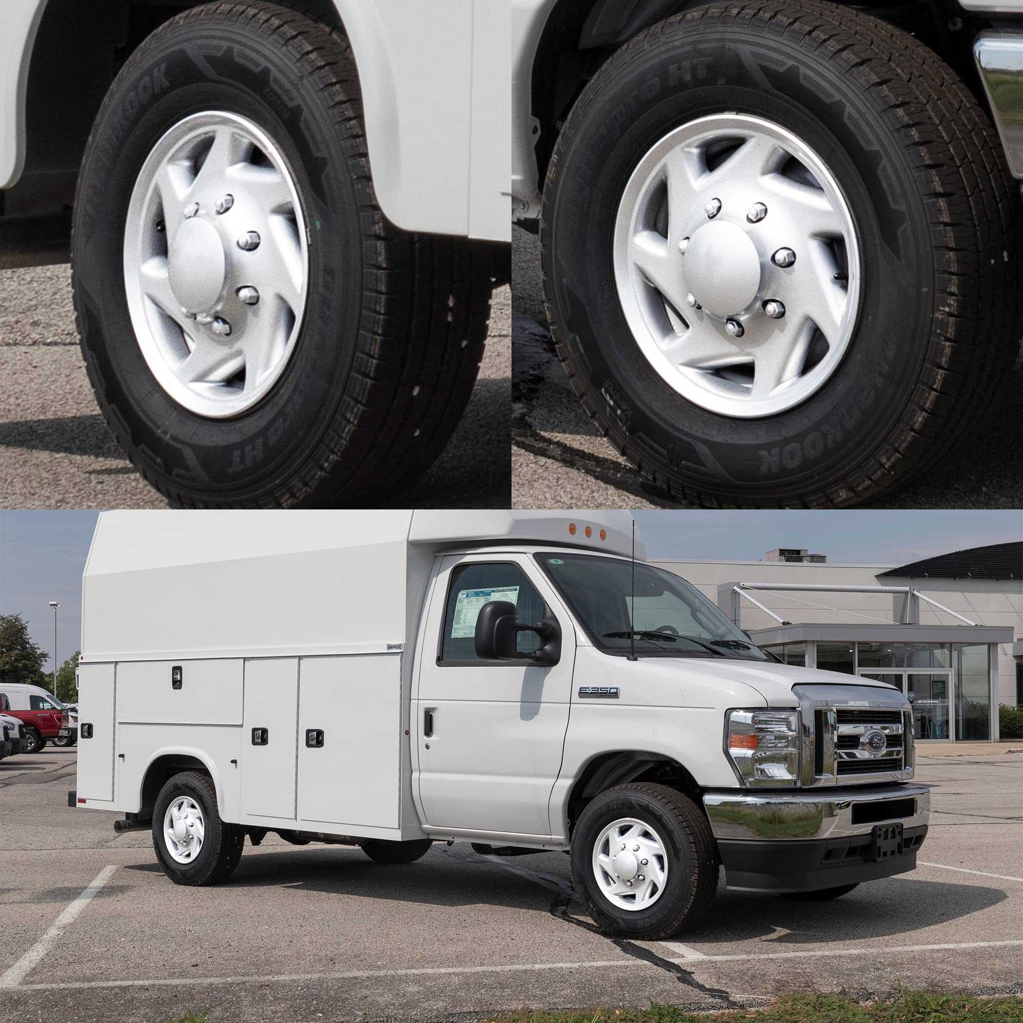 Mayde 16-Inch Silver Hub Caps with Chrome Lug Covers - Set of 4 Replacement Wheel Covers for 1995-2019 Ford Van | Durable & Stylish Upgrade for Commercial Vans & Work Trucks