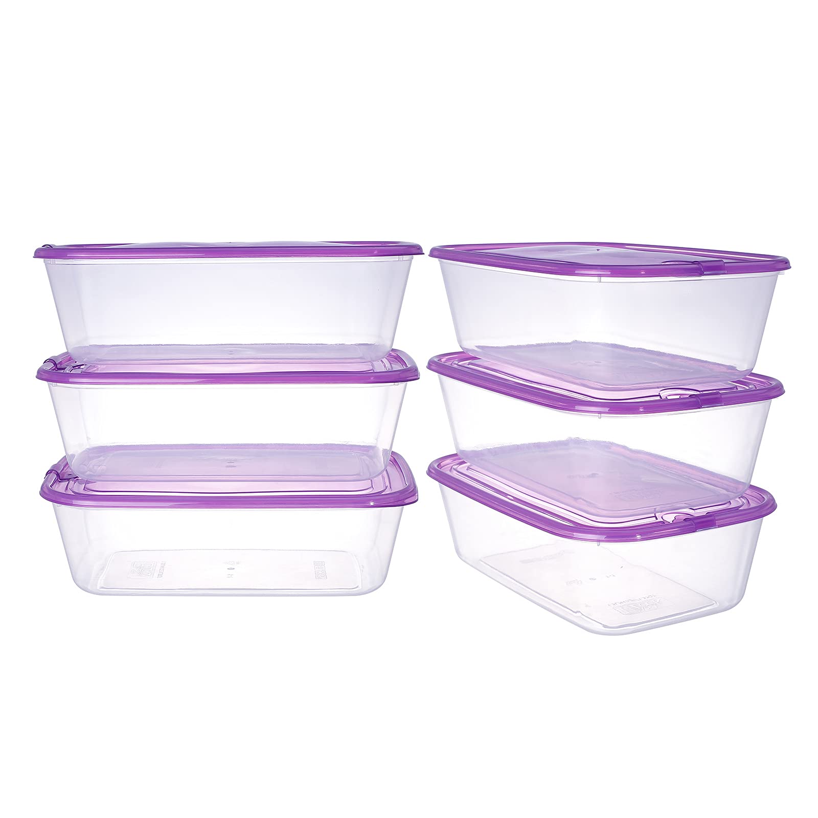 6-Pack 44oz Airtight Plastic Food Storage Containers with Lids - BPA-Free Rectangle Meal Prep Containers for Kitchen, Microwave, Freezer & Dishwasher Safe - Perfect for Meal Prep, Leftovers & Food Organization