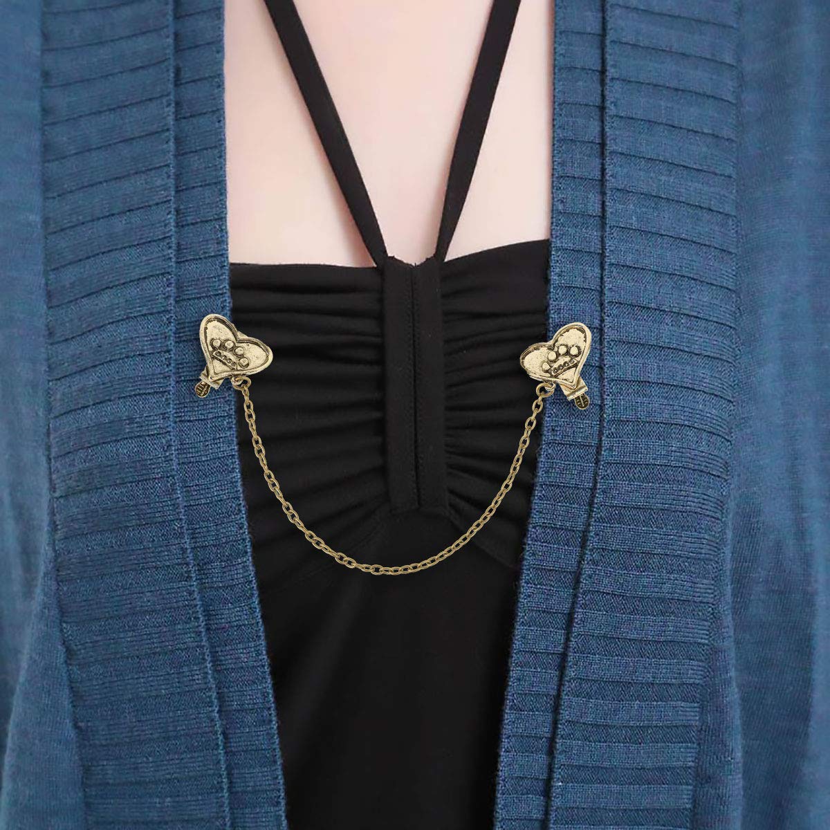 iiniim Cardigan Sweater Clips - Elegant Shawl Holder Chain Clips for Women & Girls | Perfect for Cardigans, Shawls & Scarves | Fashion Accessory for Office, Party & Daily Wear
