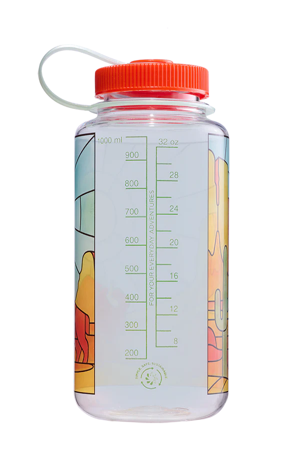 32oz Wide Mouth Stained Glass Print Water Bottle - Insulated Stainless Steel Vacuum Flask for Hot & Cold Drinks - Perfect for Gym, Hiking, Camping & Office Use