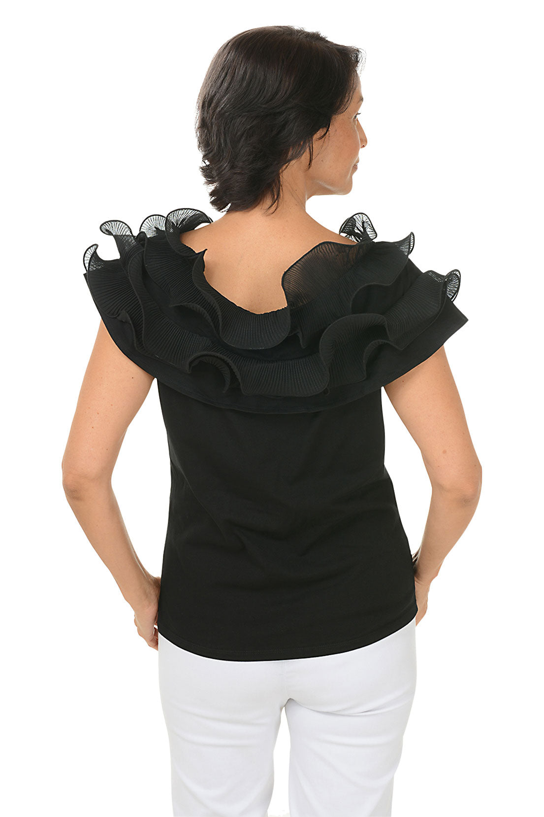 Off Shoulder Pleated Ruffle Neck Top - Women's Elegant Blouse for Party, Date Night & Summer Outfits | Flowy & Feminine Fashion Top