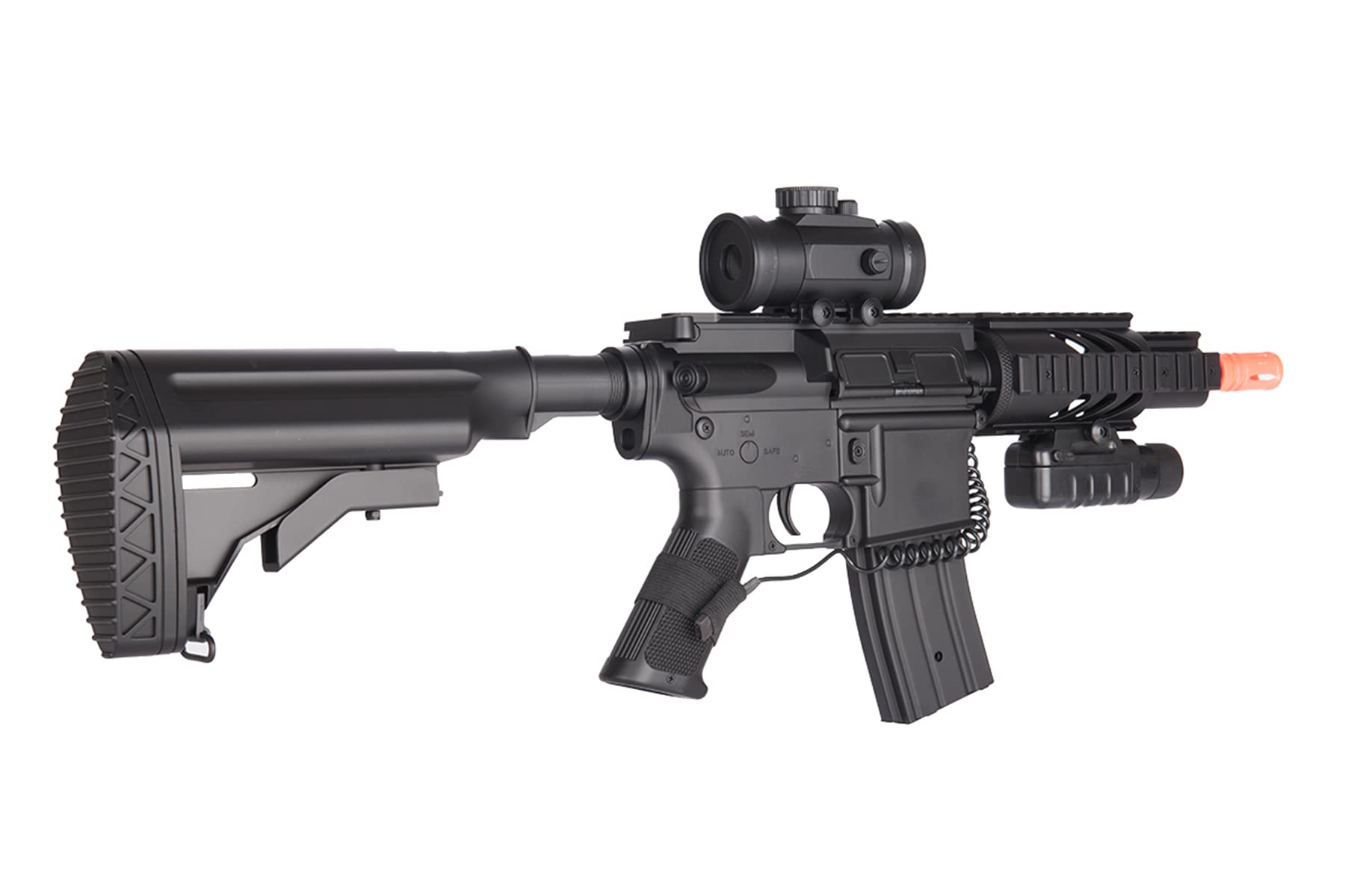 GoldenBall M4 CQC Full Automatic AEG Airsoft Rifle - Lightweight Durable Design with Flashlight & Scope (Battery & Charger Included) | Perfect for Tactical Training, Airsoft Battles & Outdoor Shooting Games