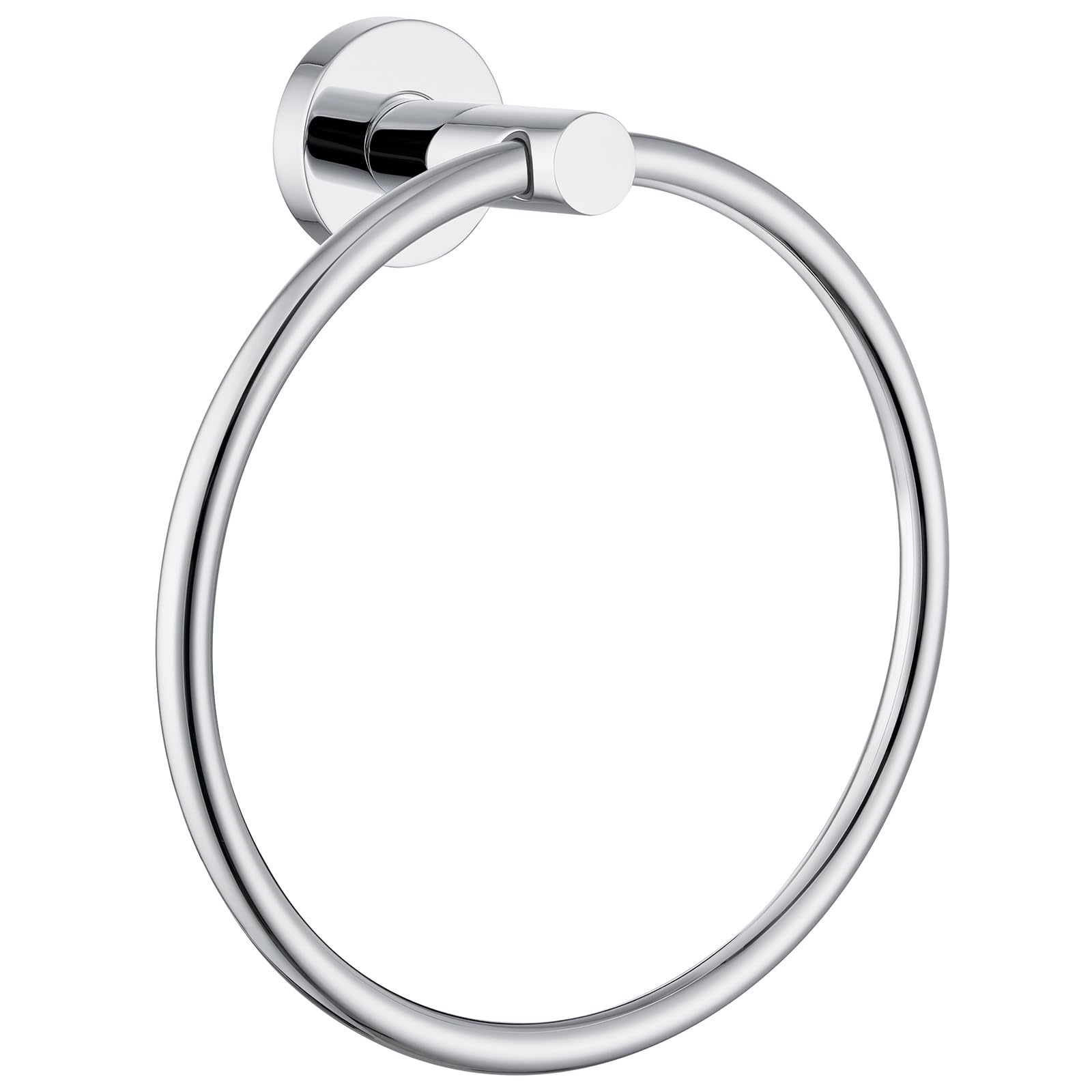 Stainless Steel Wall Mounted Bath Towel Ring Holder - Heavy Duty Chrome Angle Towel Hanger for Bathroom, Kitchen & Spa - Rustproof Round Hand Towel Rack with Easy Installation