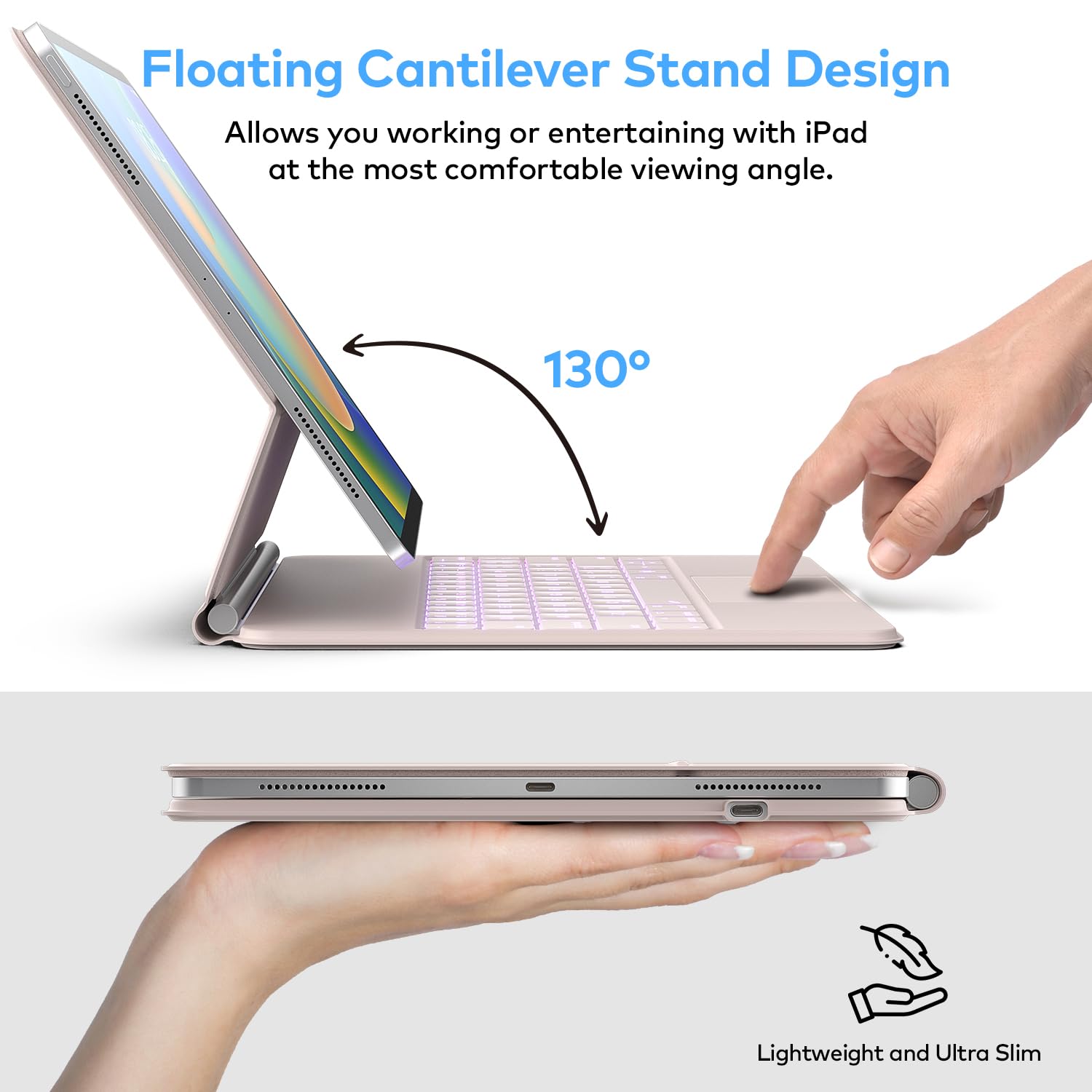 Magnetic Keyboard Case for iPad Air 13 (M3 2025 / M2 2024) & iPad Pro 12.9 inch 6th/5th/4th/3rd Gen - Slim Magic-Style Cover with Multi-Touch Trackpad & Floating Stand - Perfect for Typing, Drawing, and Office Work