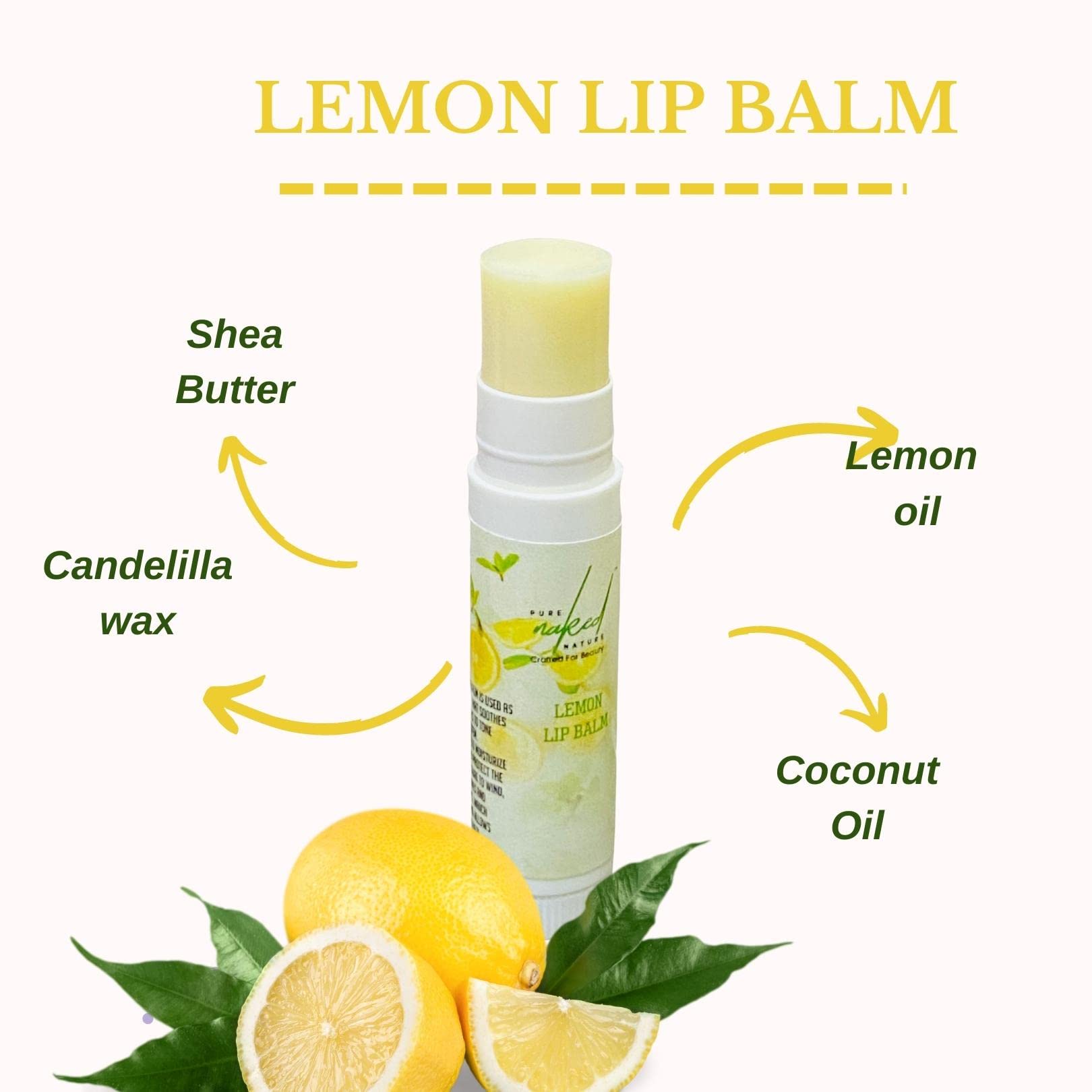 PURE NAKED NATURE Lemon Extract Lip Scrub & Balm Set - Dark Lip Lightening Treatment for Soft Pink Lips | Paraben-Free | Perfect for Daily Lip Care & Nighttime Treatment