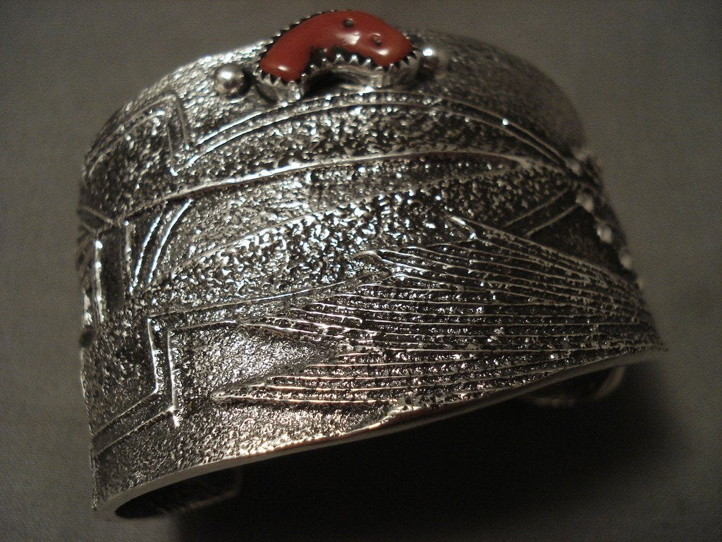 115 Gram Navajo 'Maiden Cuff' Sterling Silver Native American Jewelry - Handcrafted Tufa Cast Coral Bracelet for Women, Southwest Style Boho Accessory | Perfect for Festivals, Weddings & Special Occasions