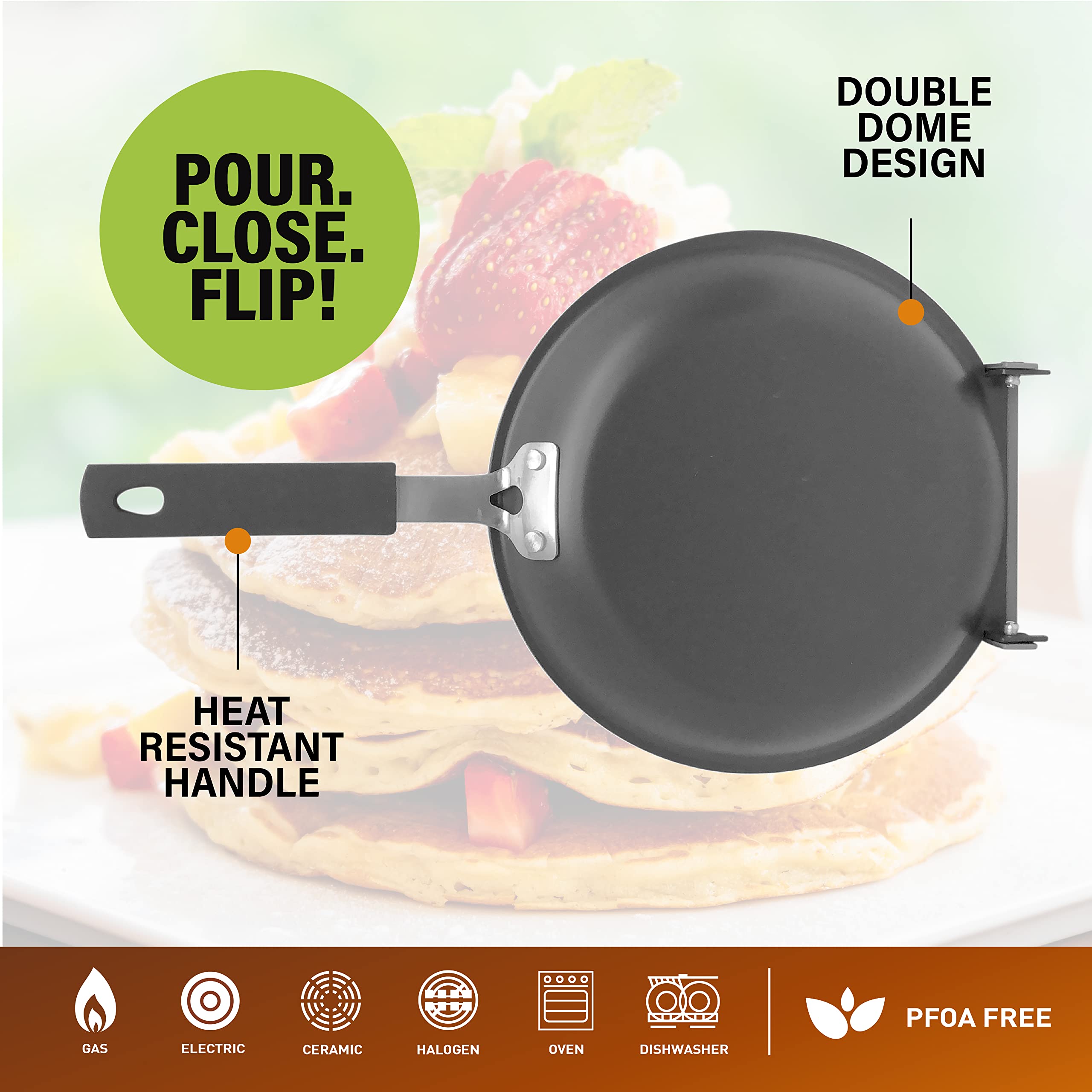 Gotham Steel Double Sided Nonstick Ceramic Copper Pancake Griddle Pan – Perfect for Fluffy Pancakes, Omelettes, Frittatas & More | Easy Flip Design, Dishwasher Safe | Ideal for Breakfast, Brunch & Family Cooking