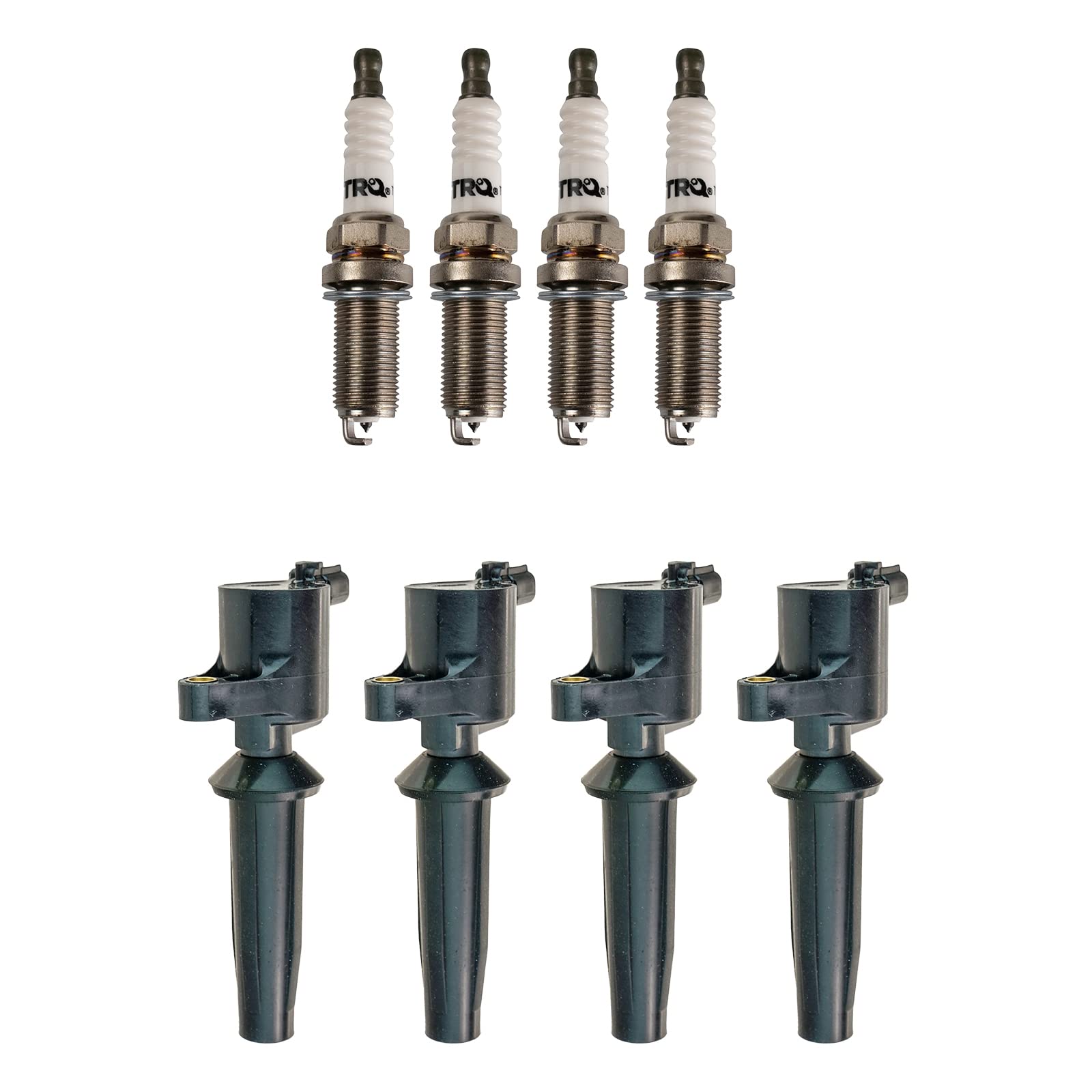 TRQ Ignition Kit - Ignition Coil & Spark Plugs Compatible with Ford Escape (2005-2008), Focus (2003-2011), Transit Connect (2010-2013) | Mazda 3 (2004-2005), 6 (2005), Tribute | Mercury Mariner - Improve Engine Performance & Fuel Efficiency