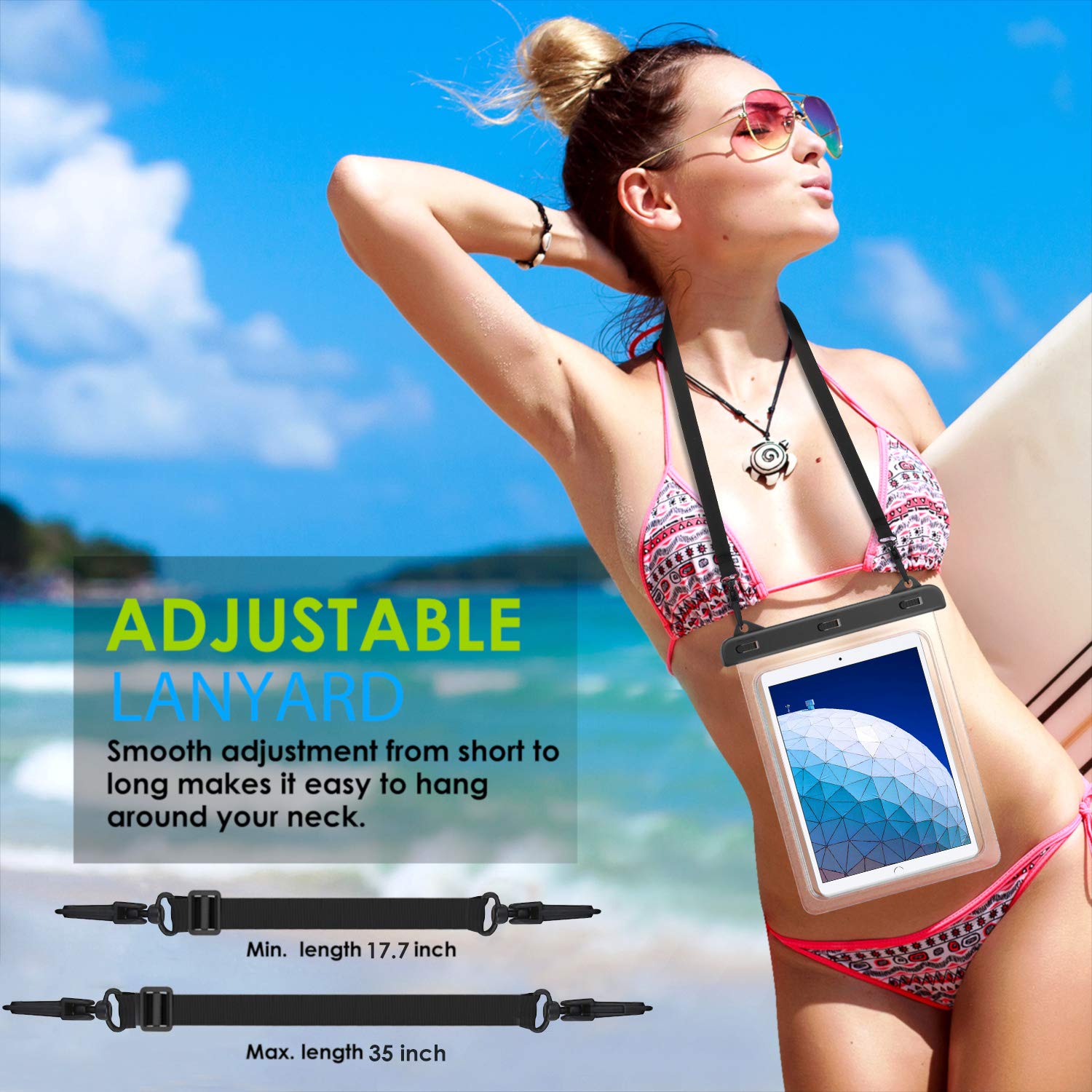 MoKo Waterproof Tablet Case - Universal Dry Bag for iPad 10th/Pro 11 2022/Air 5-2/10.2/Pro 10.5-9.7 & Samsung Tab S4/S3/S2/A 9.7/E 9.6 (Fits Up to 12