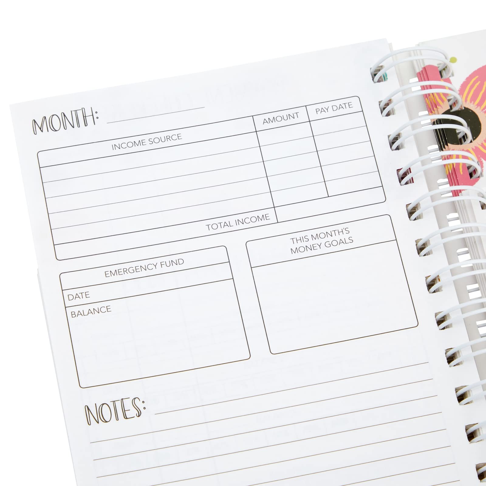 Floral Budget Planner - 24 Pockets Bill Organizer & Debt Tracker for Monthly Payments (5x7 In) - Perfect for Home & Office Finance Management