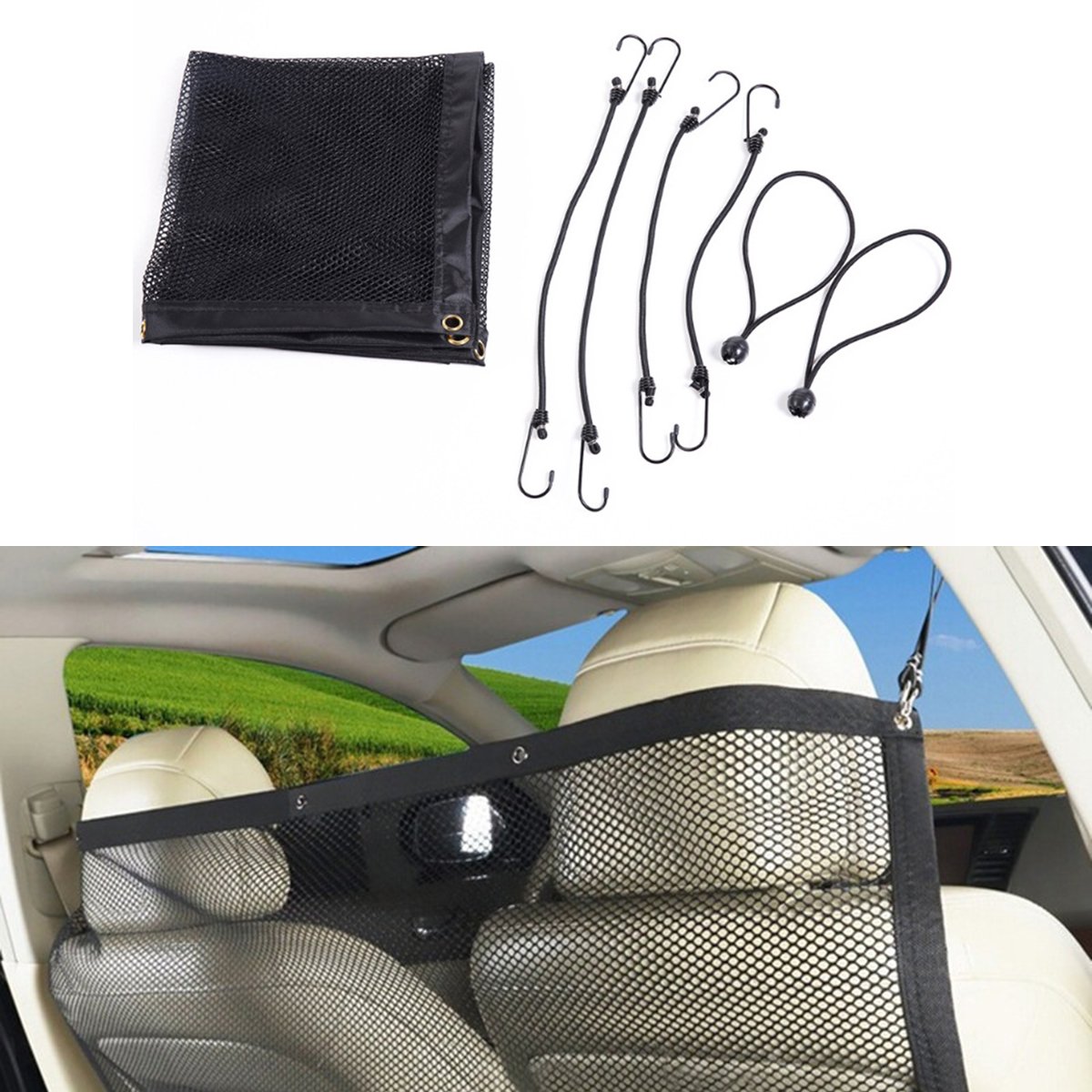 Pet Car Barrier Net - Heavy Duty Mesh Divider for Back Seat Safety, Travel & Crossover Vehicle Partition (Black) - Perfect for SUV, Sedan & Road Trips with Dogs