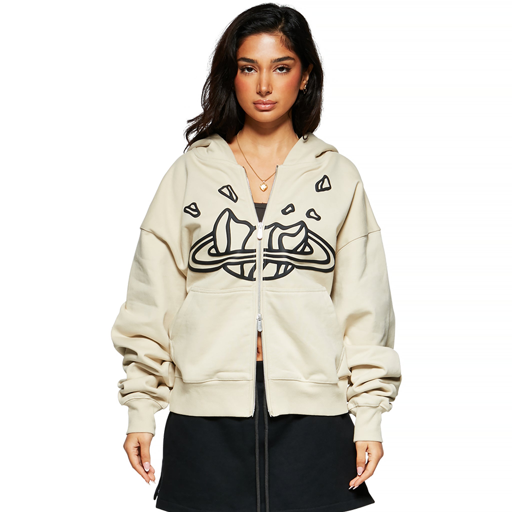 Broken Planet Outer Space Bone White Zip Up Hoodie - Stylish Men's & Women's Streetwear for Urban Fashion & Casual Wear