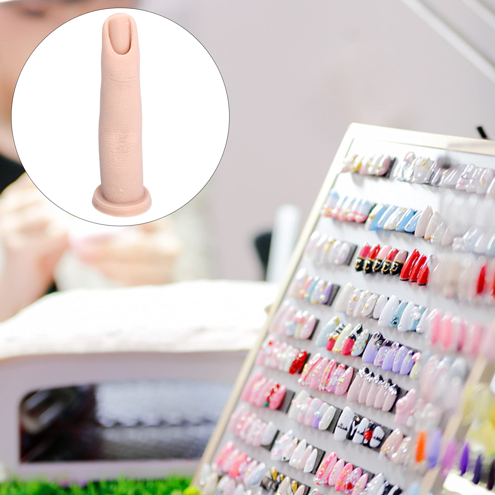 1pc Nail Art Training Hand Model - Platinum Silicone Finger Display Stand for Acrylic Nails, False Nail Tips & Manicure Practice - Perfect for Nail Salons, Beauty Schools & Home Nail Art Training