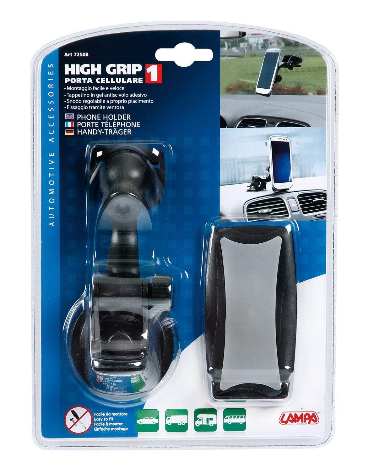 72508 High Grip Phone Holder - Secure & Durable Car Mount for iPhone, Samsung, Smartphones - Perfect for Driving, Biking & Outdoor Activities