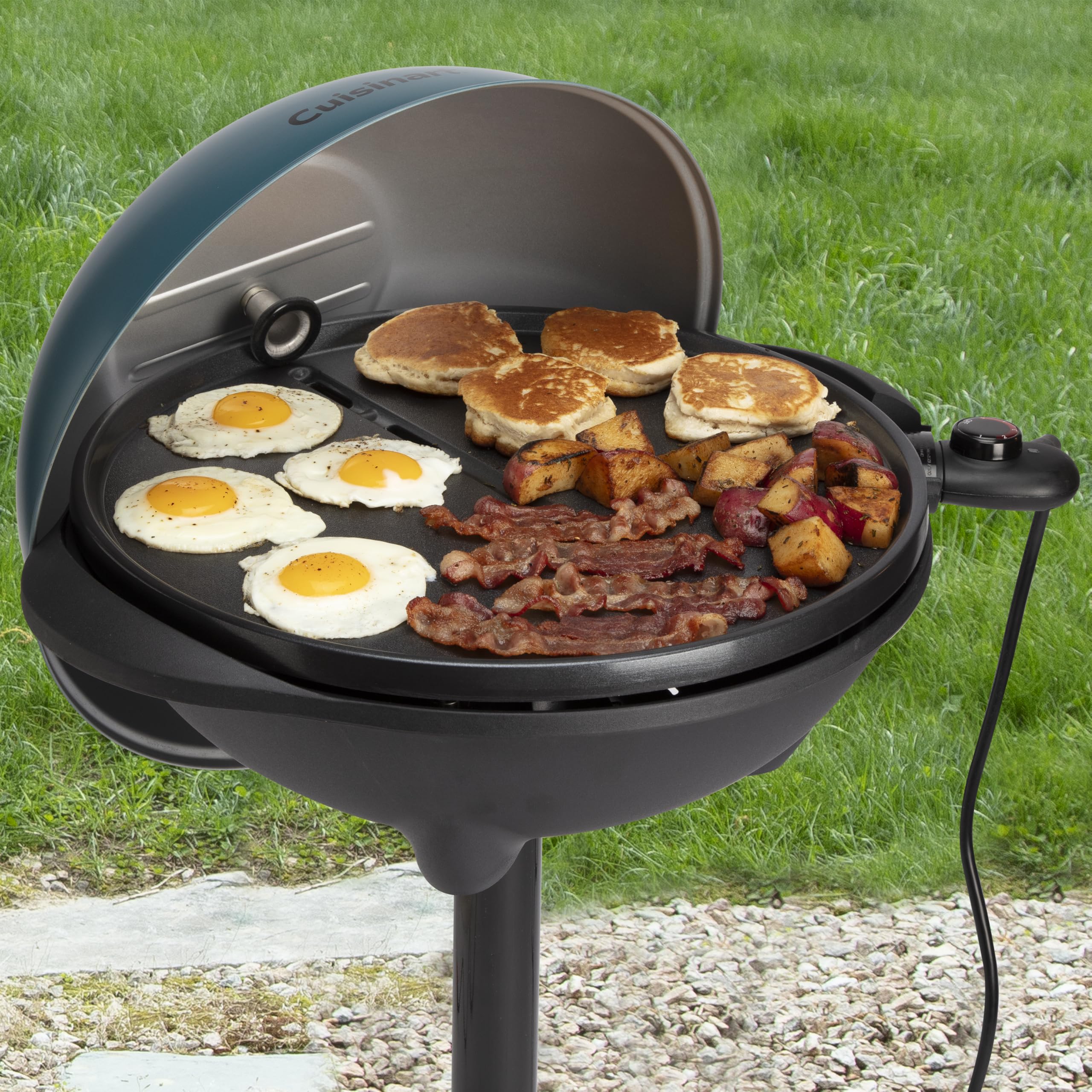 Cuisinart 2-in-1 Electric Griddle & BBQ Grill - Indoor/Outdoor Non-Stick Flat Top Cooker with Adjustable Temperature Control | Portable Tabletop & Stand Options for Camping, Tailgating, Small Apartments & Outdoor Cooking | No Assembly Required