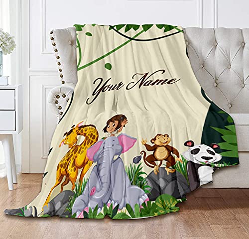 Personalized Safari Baby Blanket - Soft 60