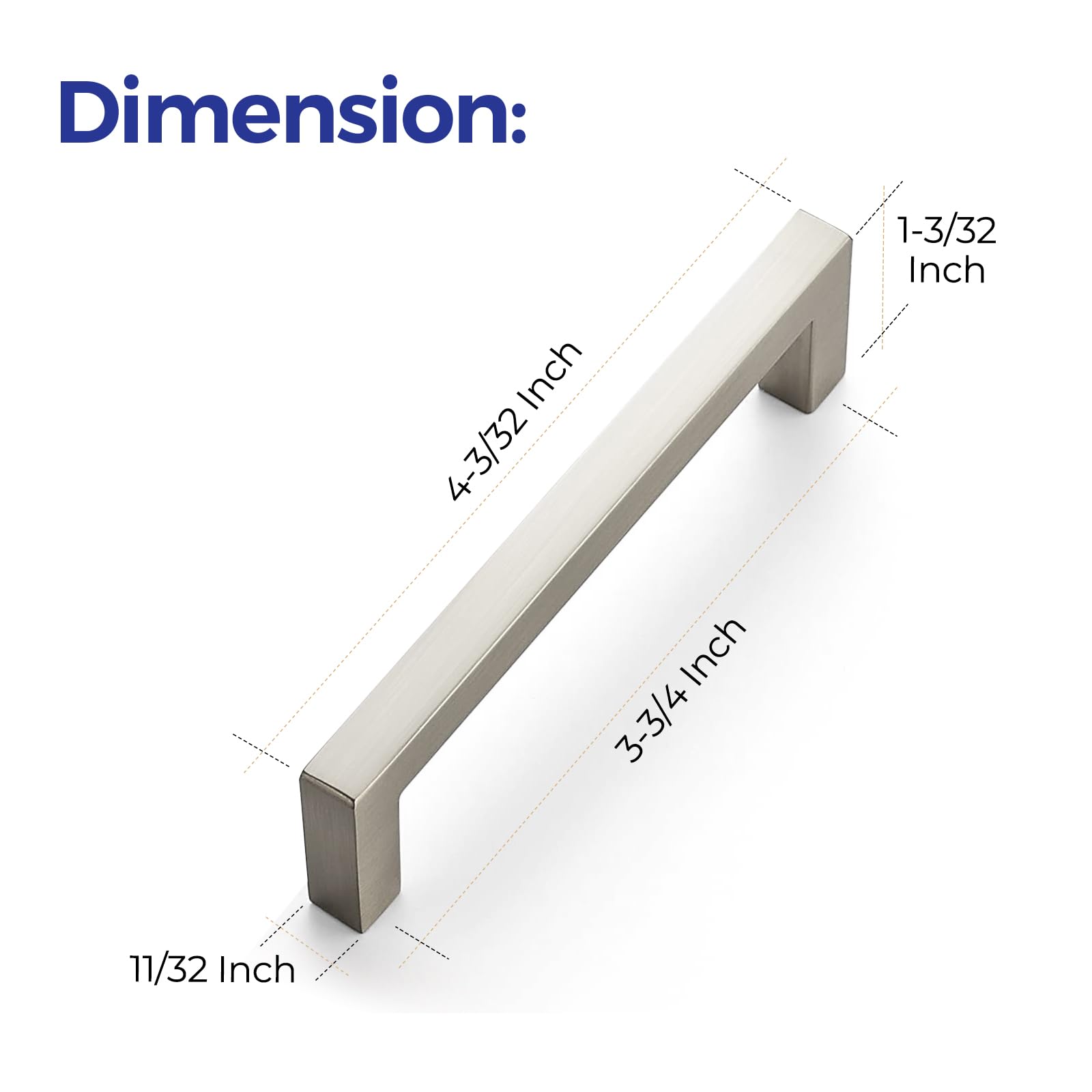 Ravinte 15 Pack 3-3/4 Inch Slim Square Bar Drawer Pulls - Brushed Nickel Cabinet Handles for Kitchen & Bathroom - Modern Hardware for Drawers, Cabinets, Furniture & Home Decor