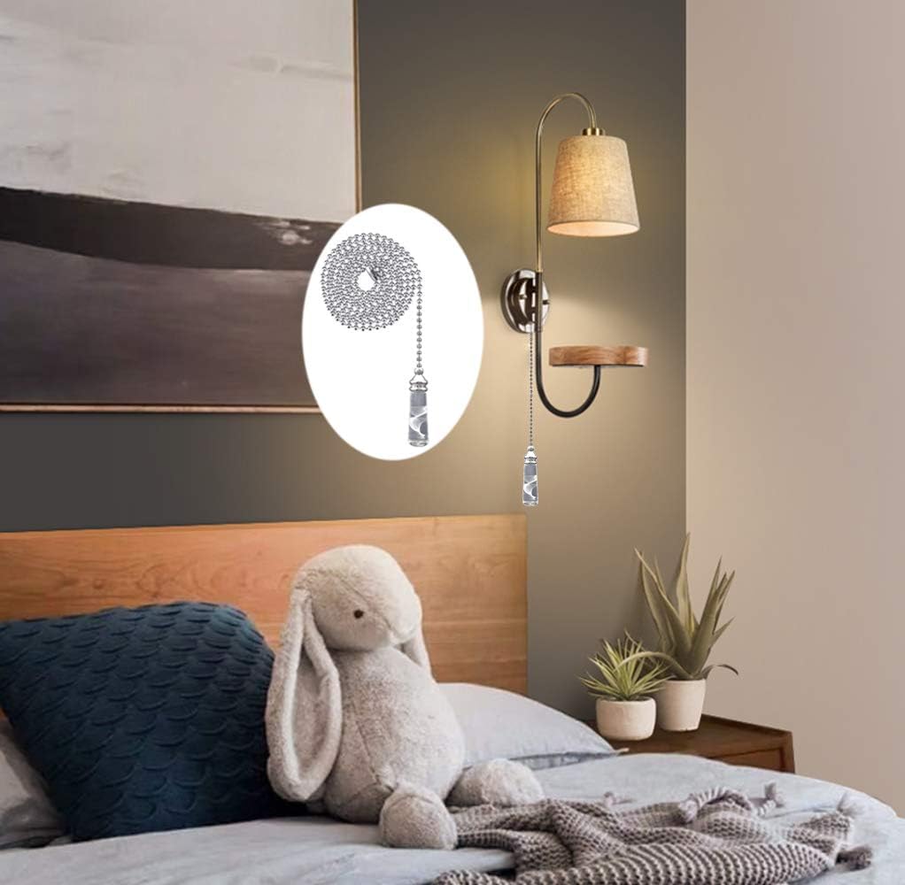 NewZC 100cm Light Pull Chain Extension with Ball Chain - Chrome Crystal Cylinder Handle for Bathroom Toilet Lights, Ceiling Fan Switches & Window Blinds | Durable Cord Pull Weight for Home Lighting Fixtures